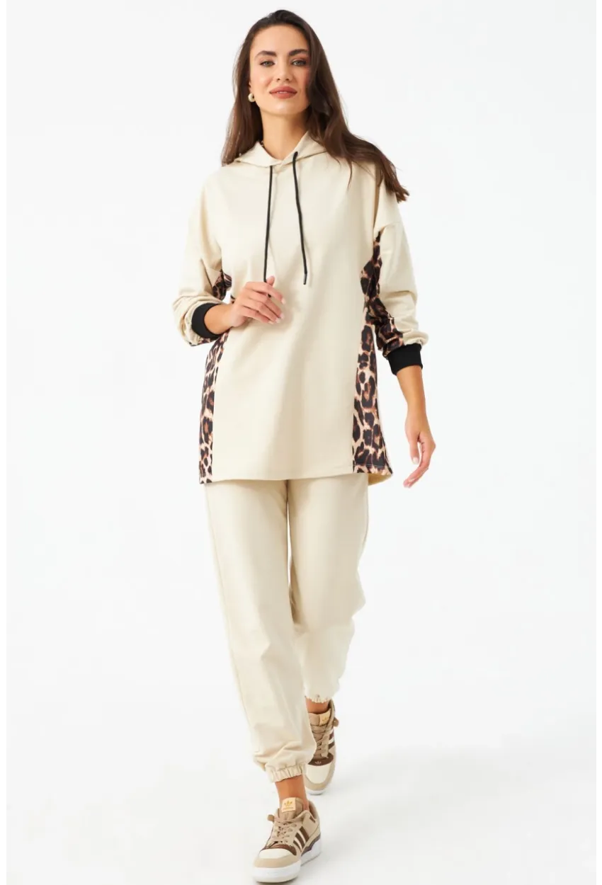 Kadın Vanilya Leopar Desenli Alt Üst Takım MPC301