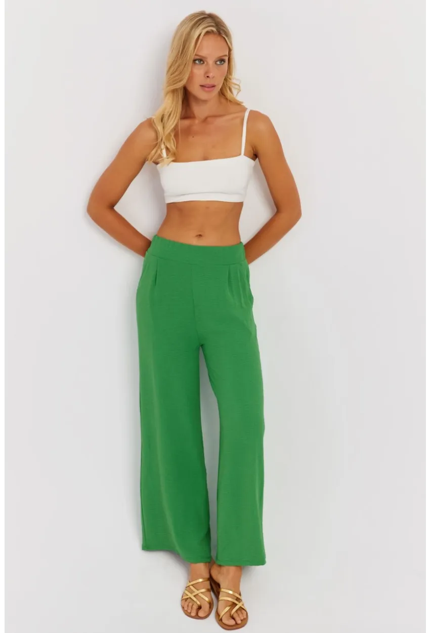 Kadın Yeşil Beli Lastikli Pantolon J23434