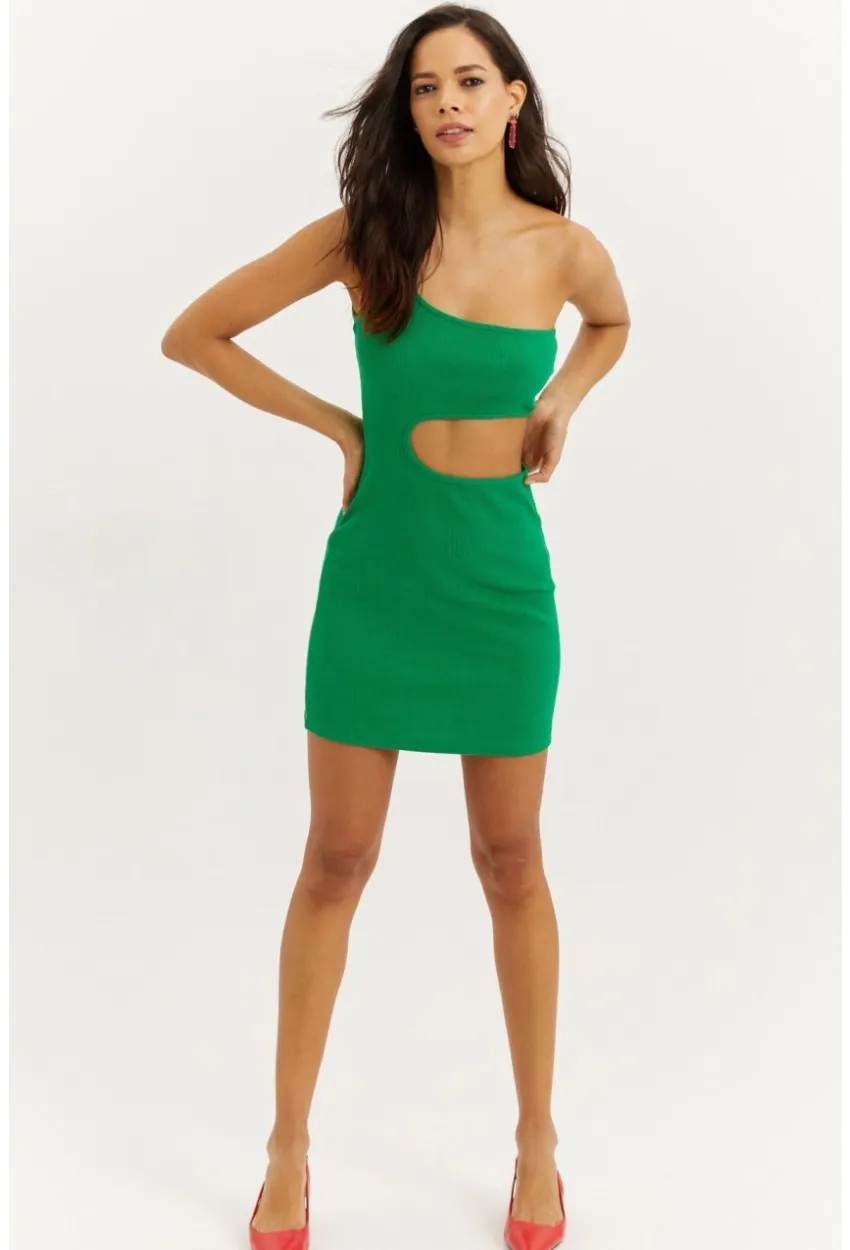 Kadın Yeşil Dekolteli Mini Elbise B1817