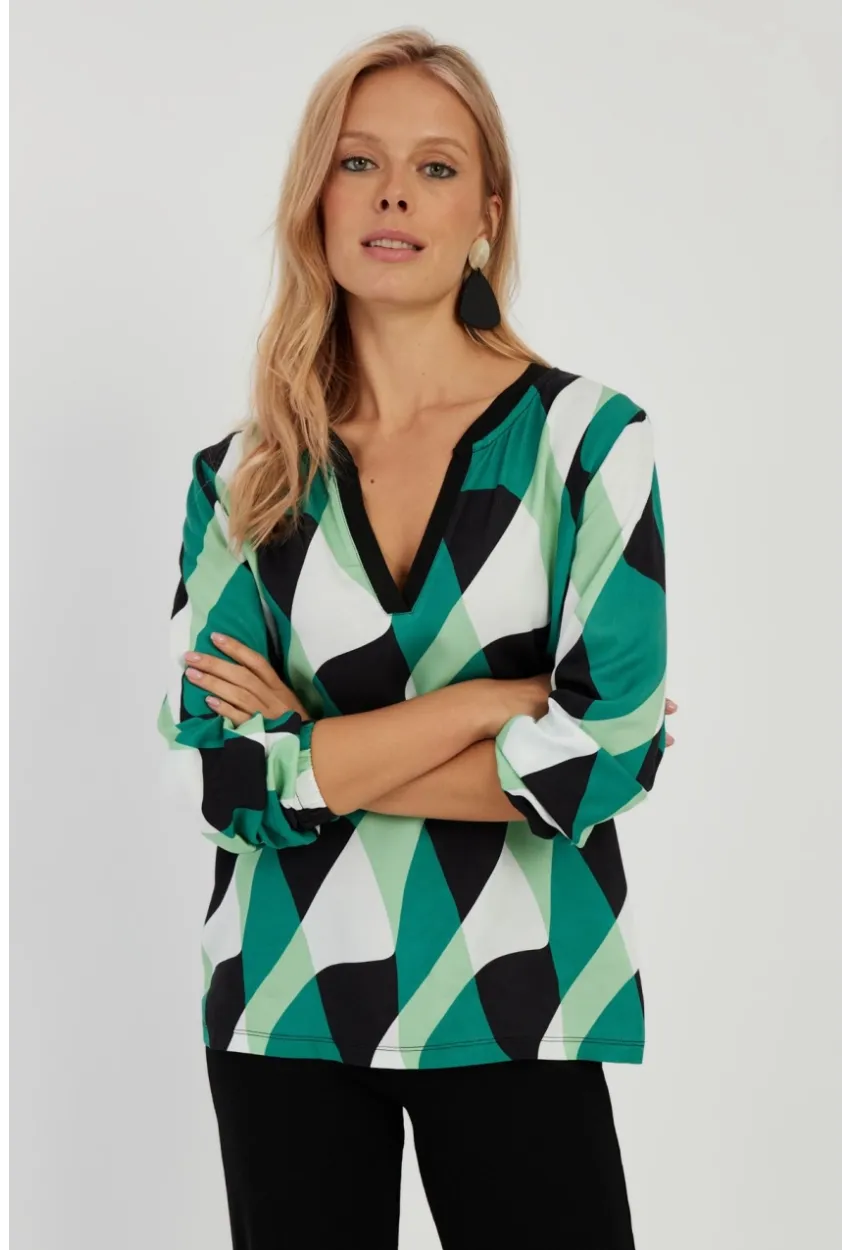 Kadın Yeşil Desenli Bluz AYD292
