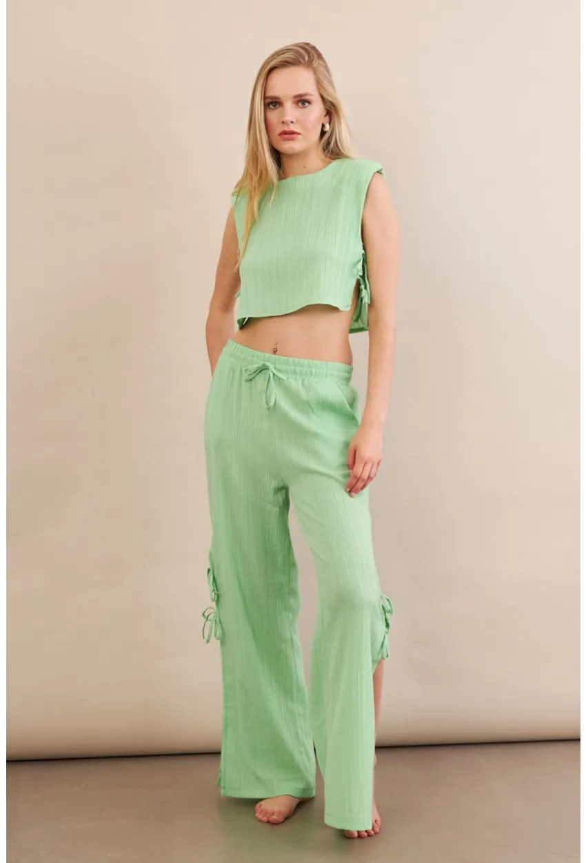 Kadın Yeşil Omuzları Vatkalı Alt Üst Takım KED002