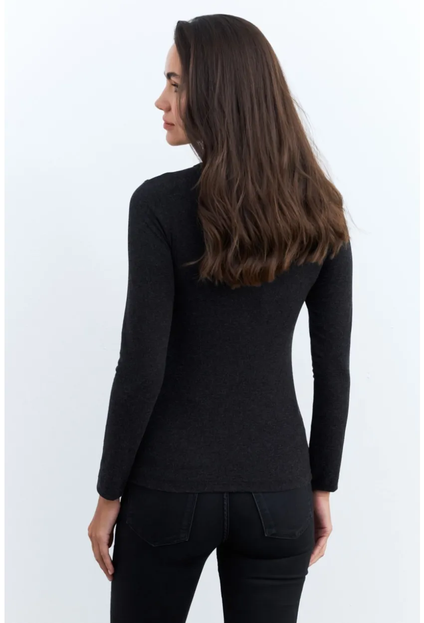 Kadın Antrasit Aksesuarlı Bluz EY2950