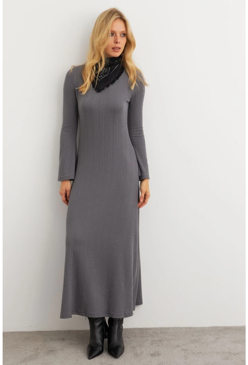 Kadın Antrasit Basic Maxi Elbise MTF30