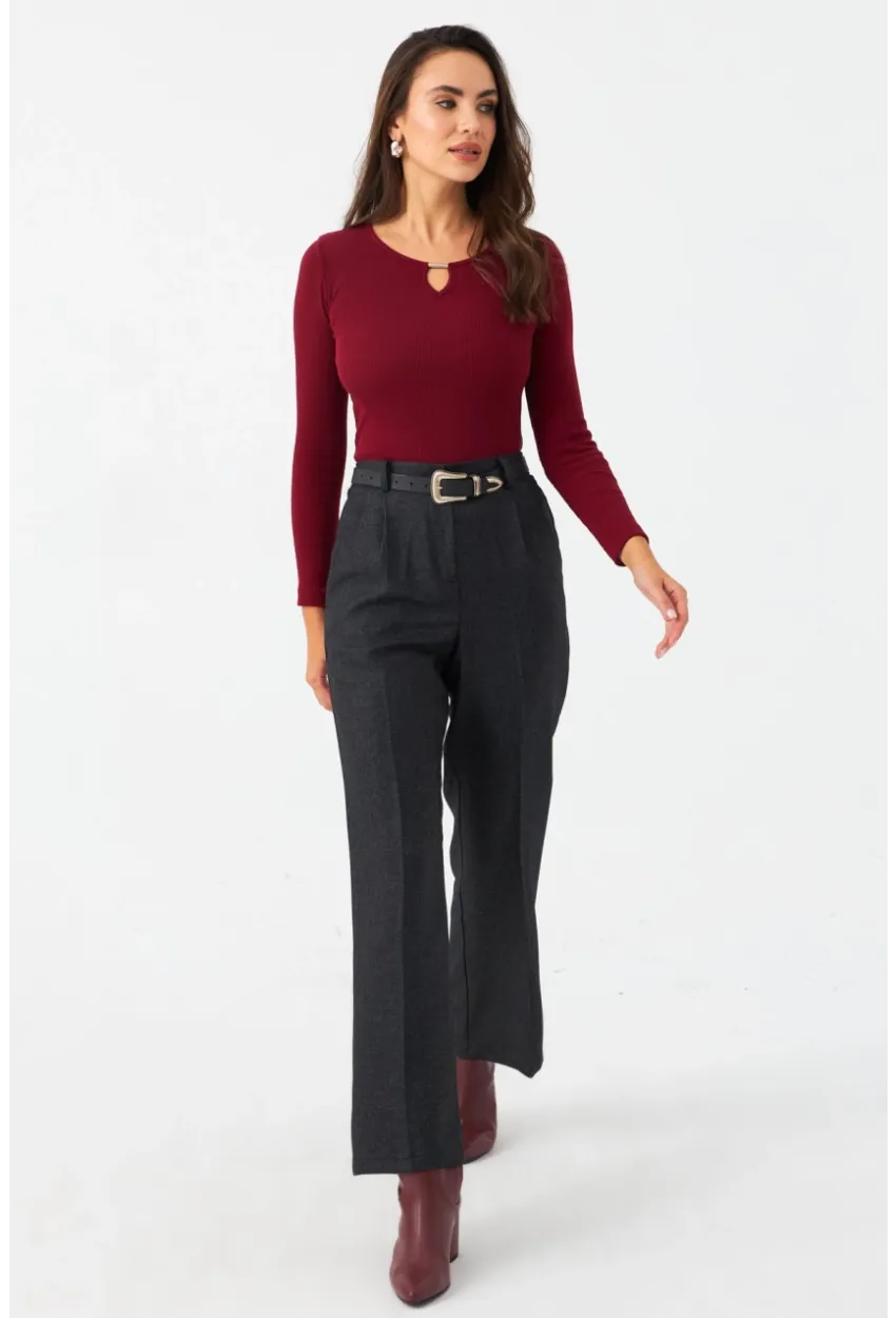 Kadın Antrasit Beli Lastikli Pantolon ELA6782