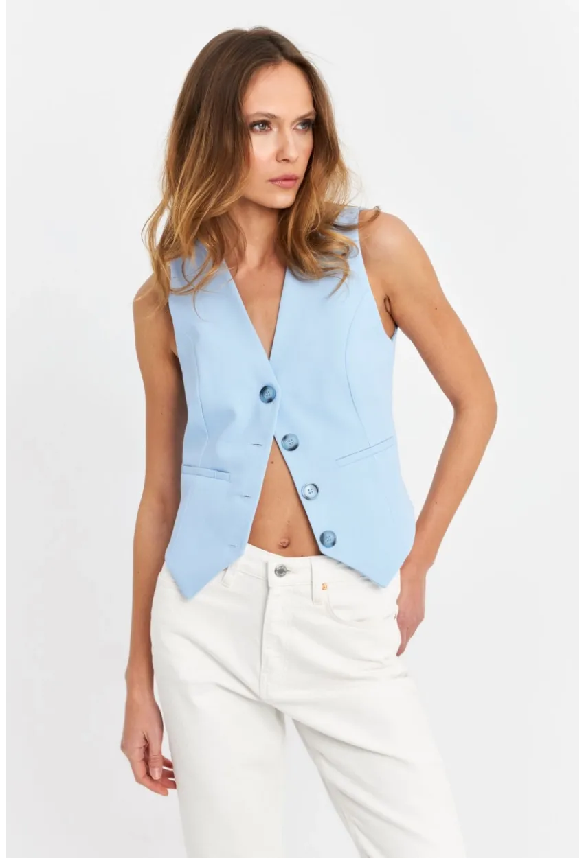 Kadın Bebe Mavi Keten Astarlı Yelek TW60046