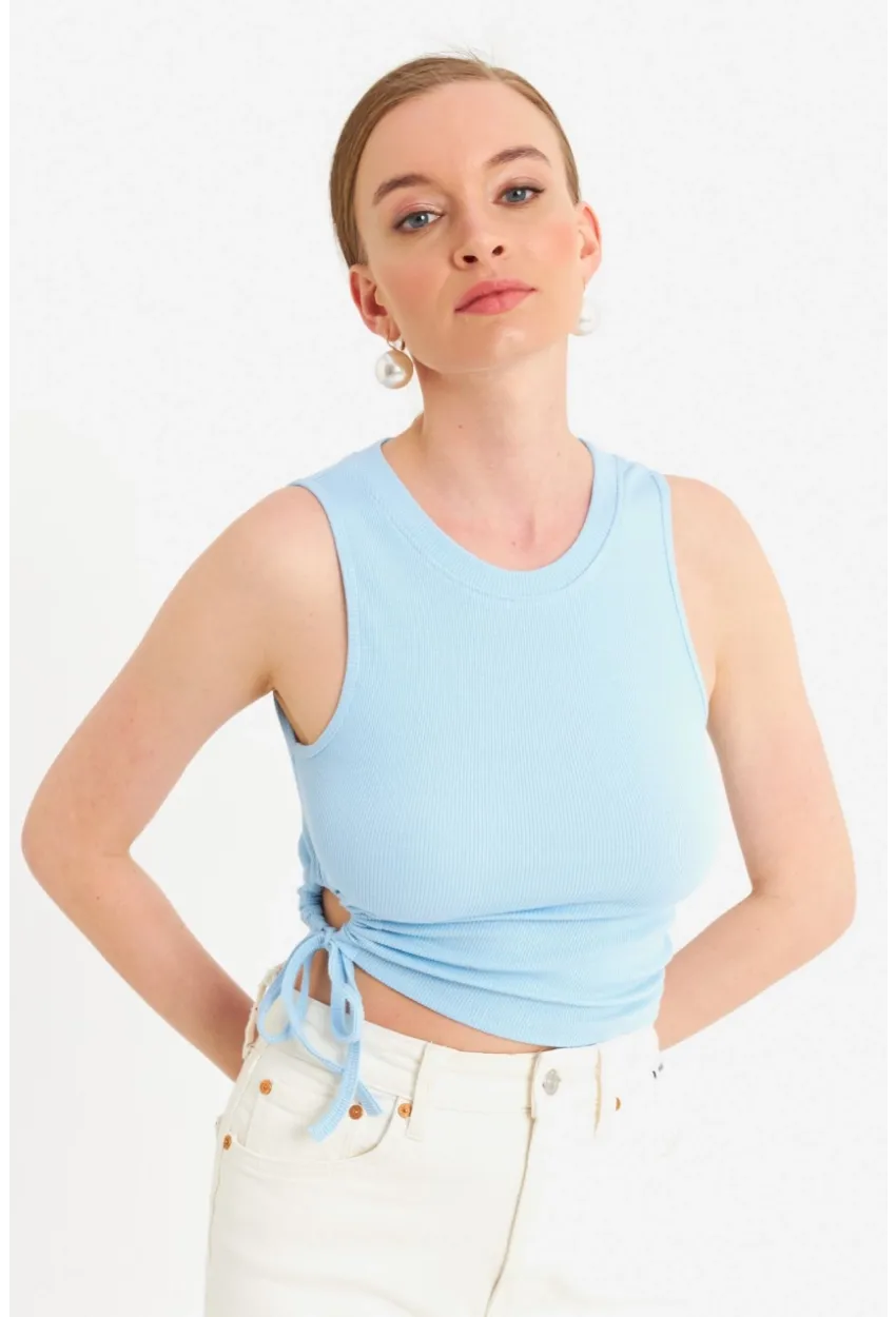 Kadın Bebe Mavi Yanı Büzülebilir Basic Bluz RSP329