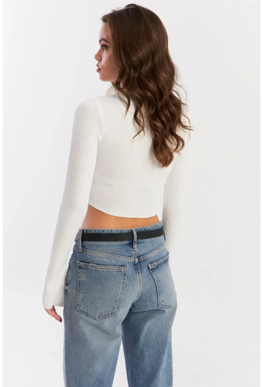 Kadın Beyaz Asimetrik Bluz CG384