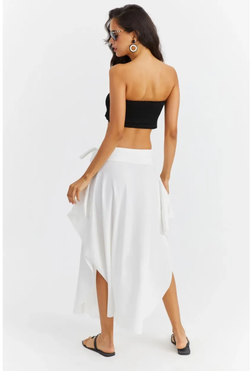 Kadın Beyaz Asımetrık Etek LV52