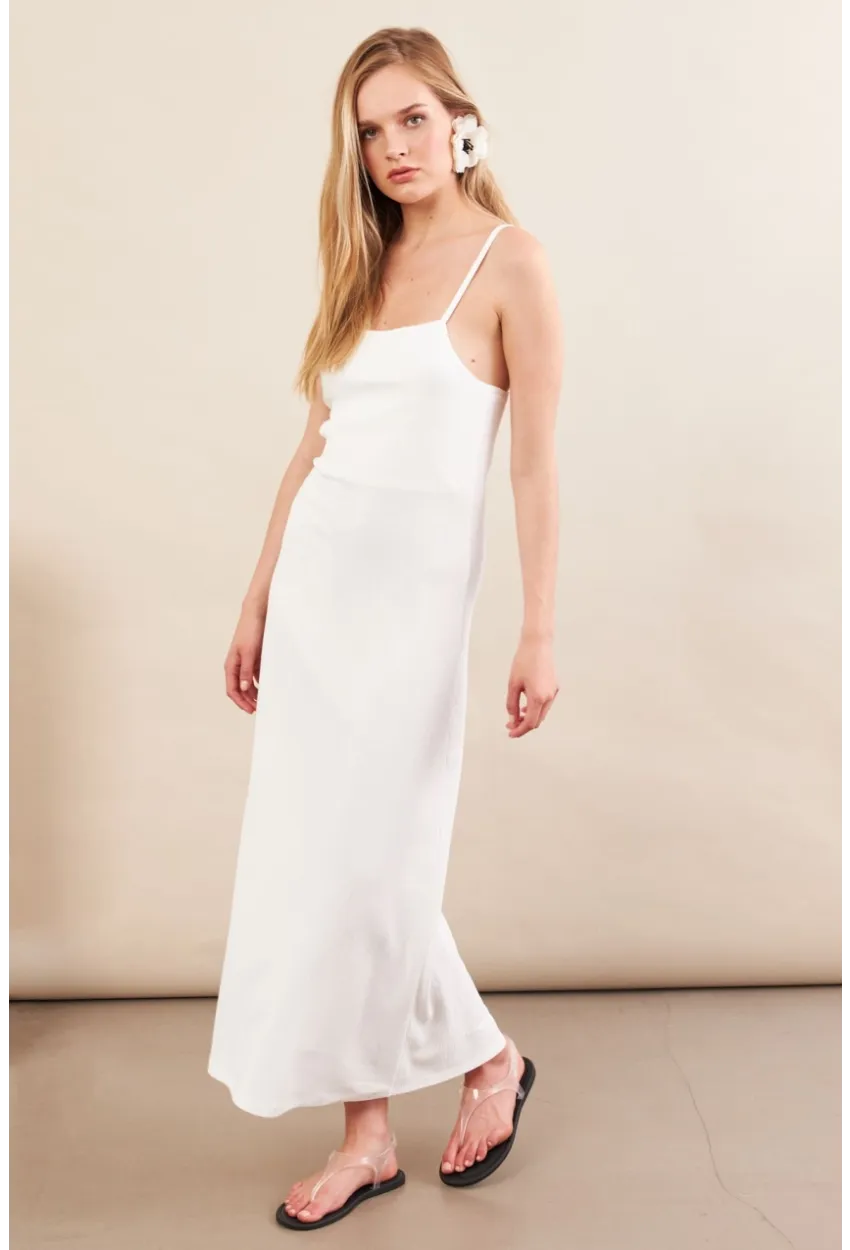 Kadın Beyaz Askılı Midi Elbise FLU7314