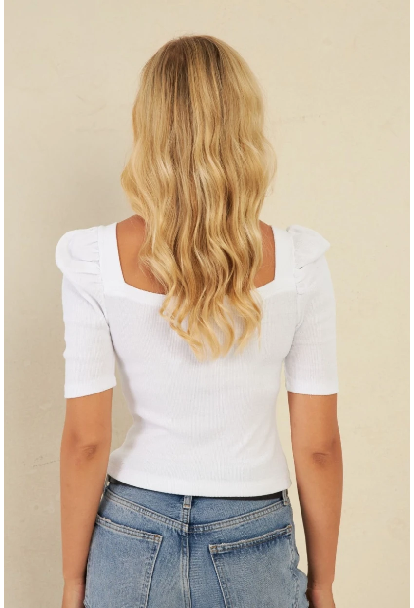 Kadın Beyaz Balon Kol Kaşkorse Bluz XL2019