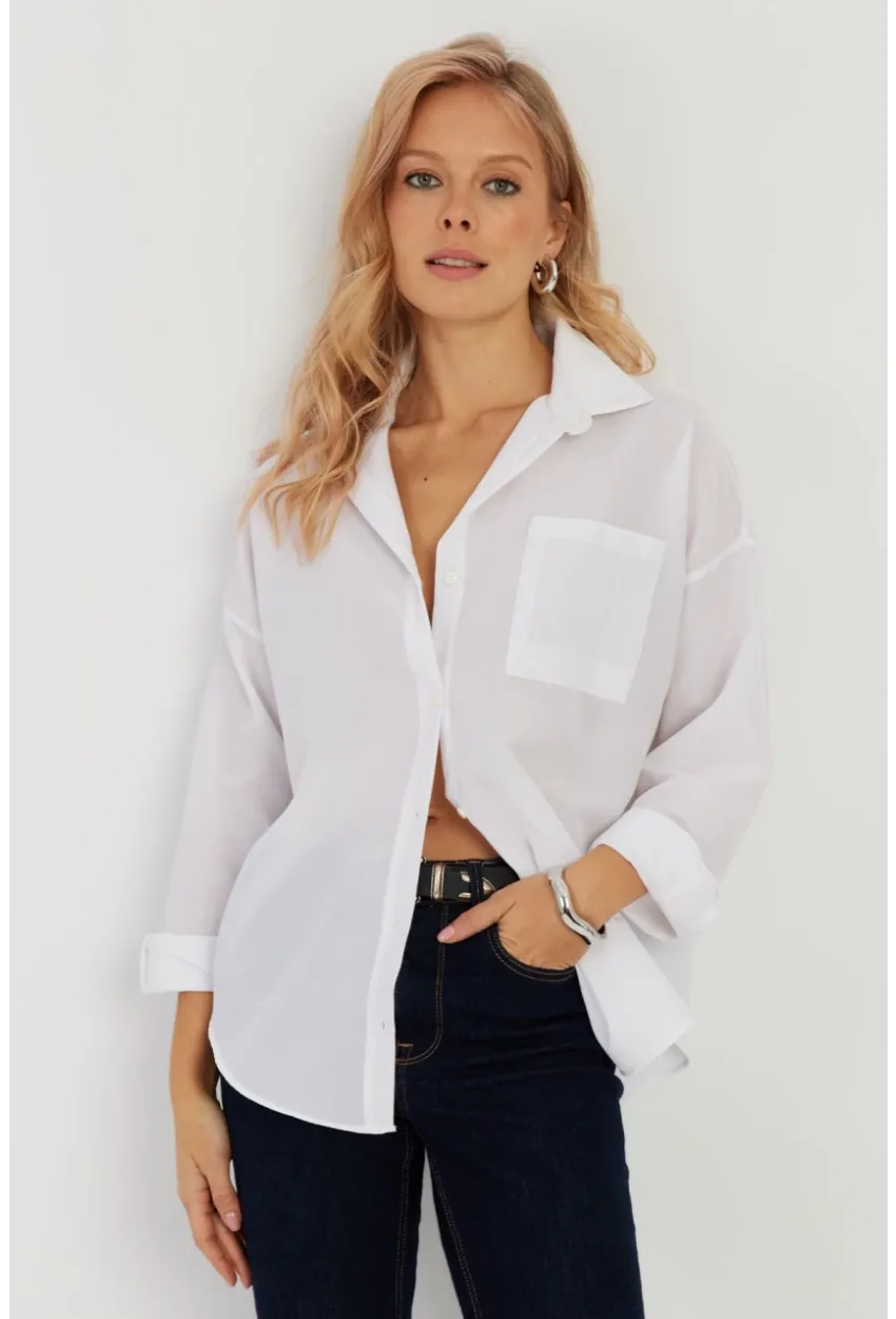 Kadın Beyaz Basic Gömlek ZER403