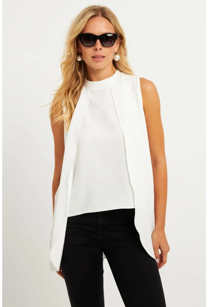 Kadın Beyaz Dokuma Bluz ZER406