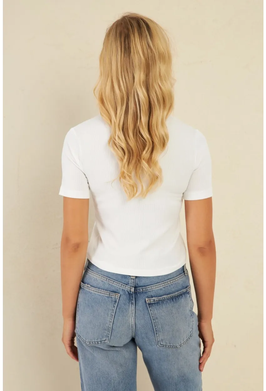 Kadın Beyaz Gömlek Yaka Bluz MK19