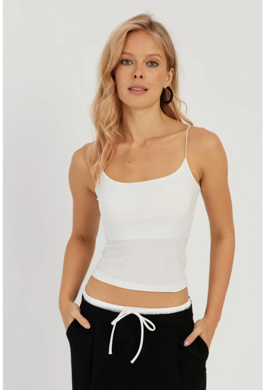 Kadın Beyaz İp Askılı Bluz GÇ154