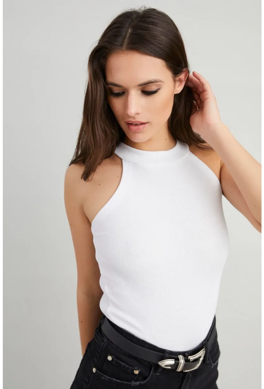 Kadın Beyaz Kaşkorse Kolsuz Bluz Yİ1566