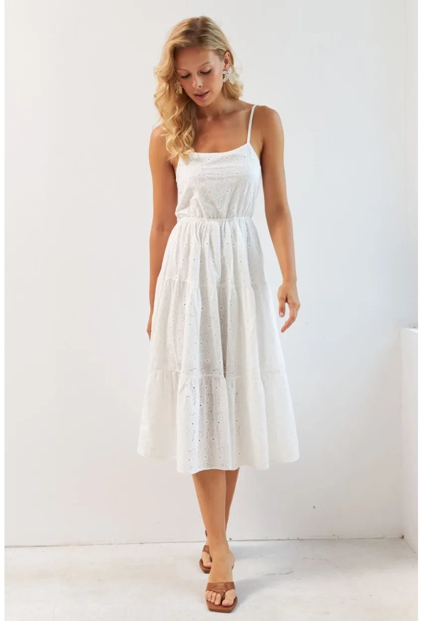 Kadın Beyaz Sırtı Gipeli Astarlı Midi Elbise BK267229