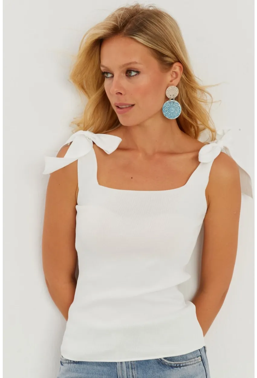 Kadın Beyaz Triko Bluz YV236