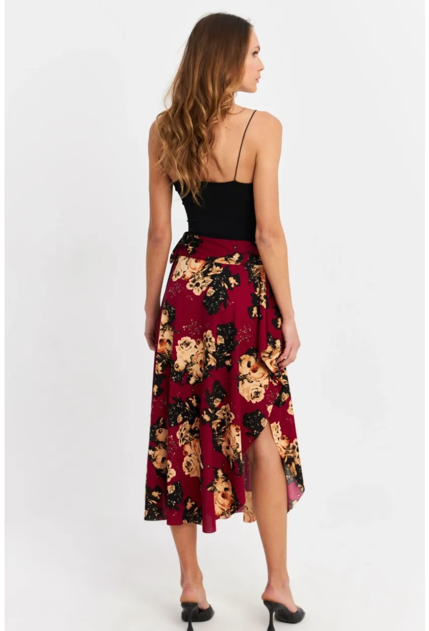 Kadın Bordo Asimetrik Etek LV81
