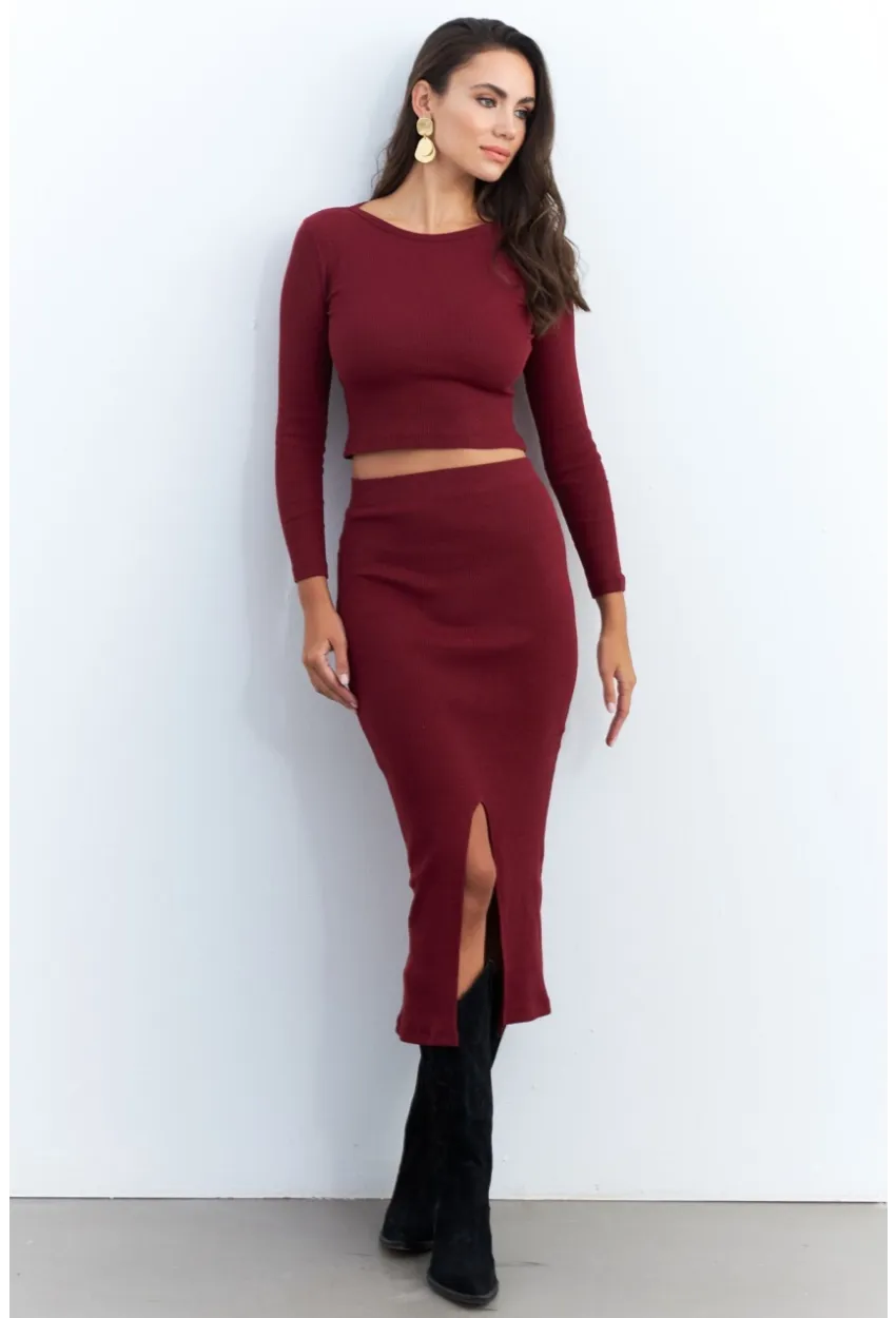 Kadın Bordo Basic Kaşkorse Alt- Üst Takım XL2042