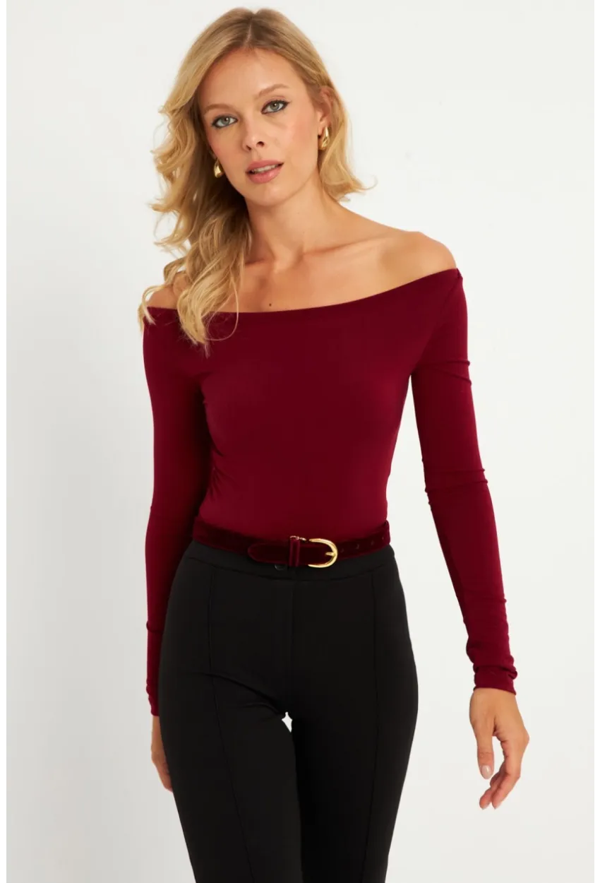 Kadın Bordo Bluz HOR13
