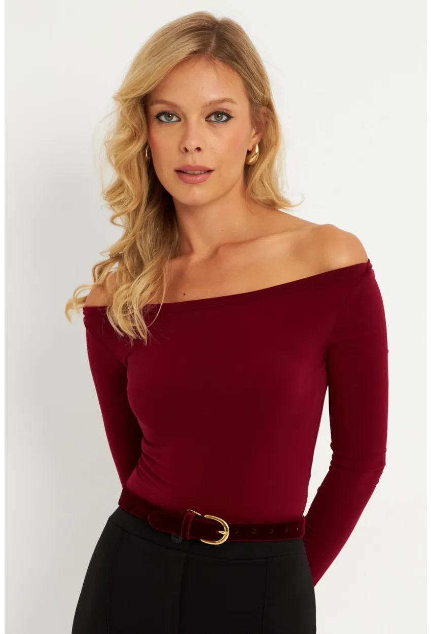 Kadın Bordo Bluz HOR13