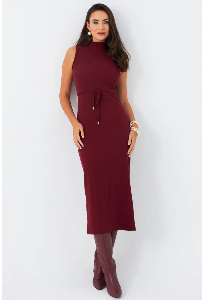 Kadın Bordo Kaşkorse Maxi Elbise MEY2924