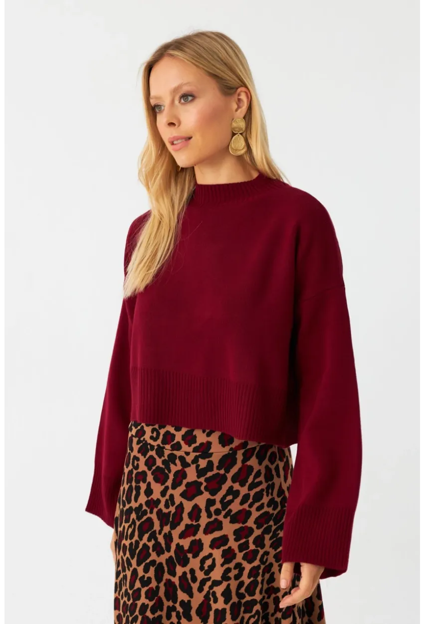 Kadın Bordo Kısa Kazak YİL559