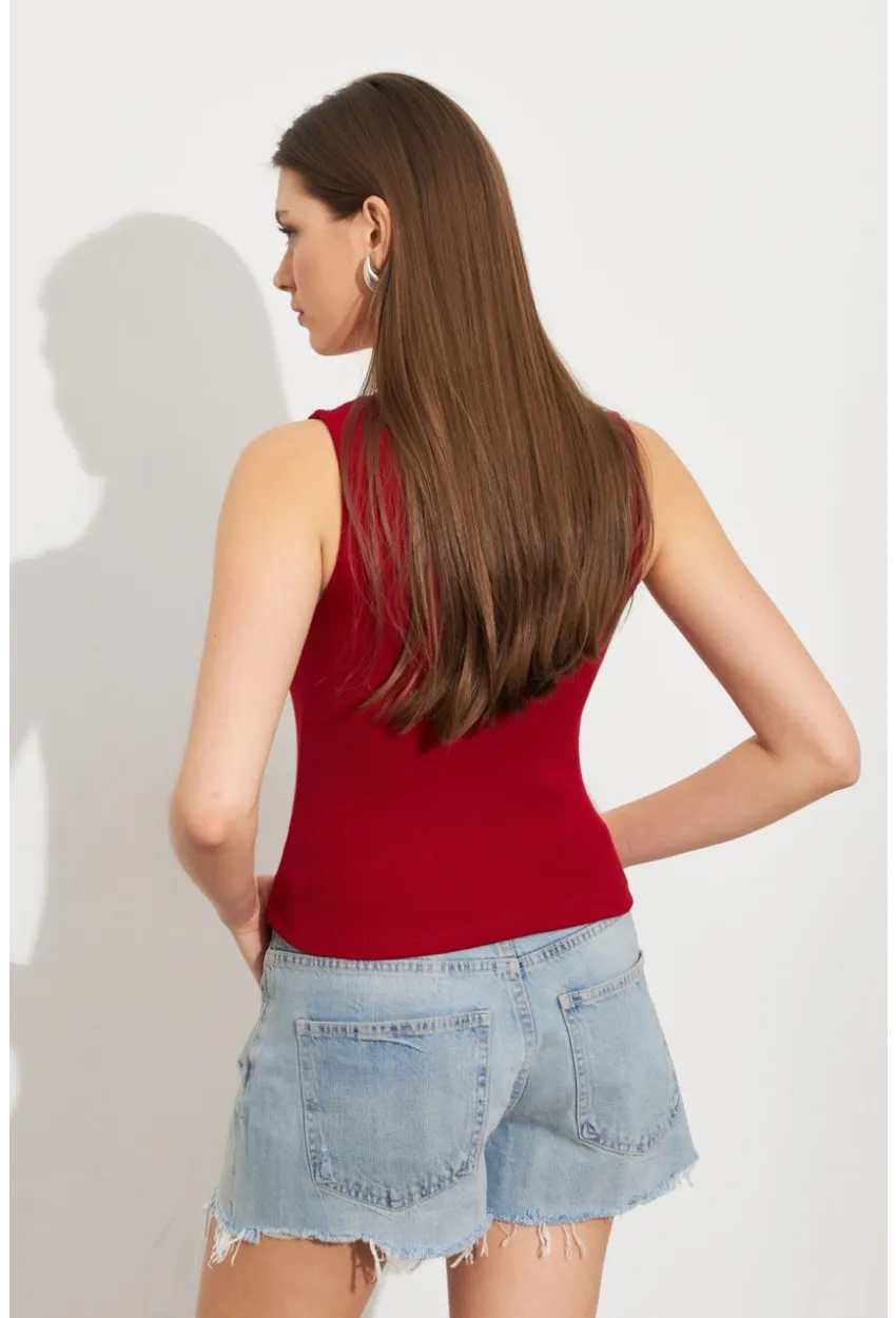 Kadın Bordo Patlı Kaşkorse Bluz MK02