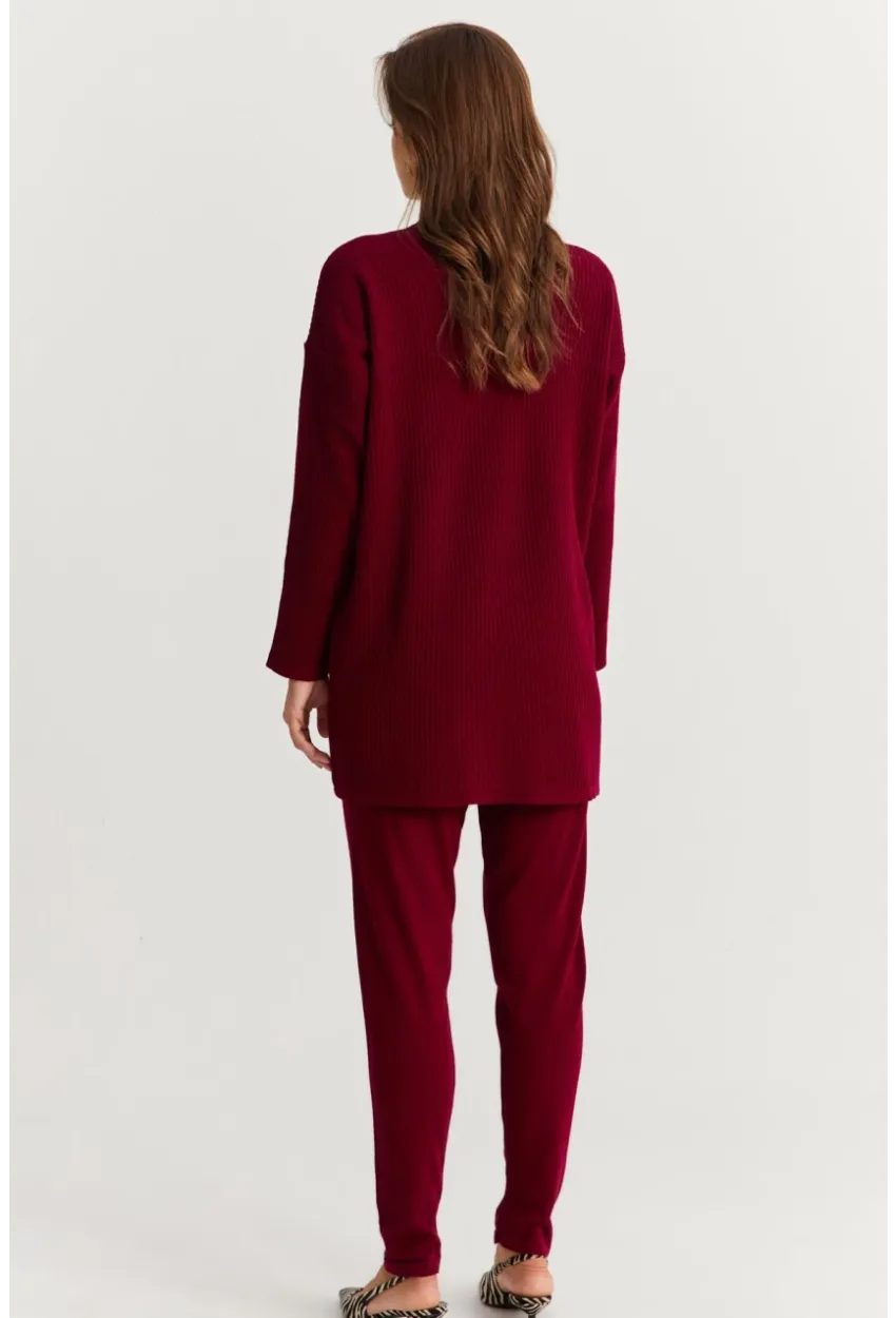 Kadın Bordo Triko Alt Üst Takım NUV9