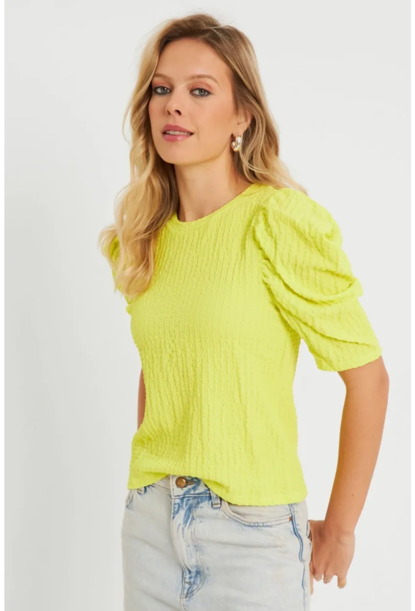 Kadın Bürümcük Bluz Neon Sarı AYD282