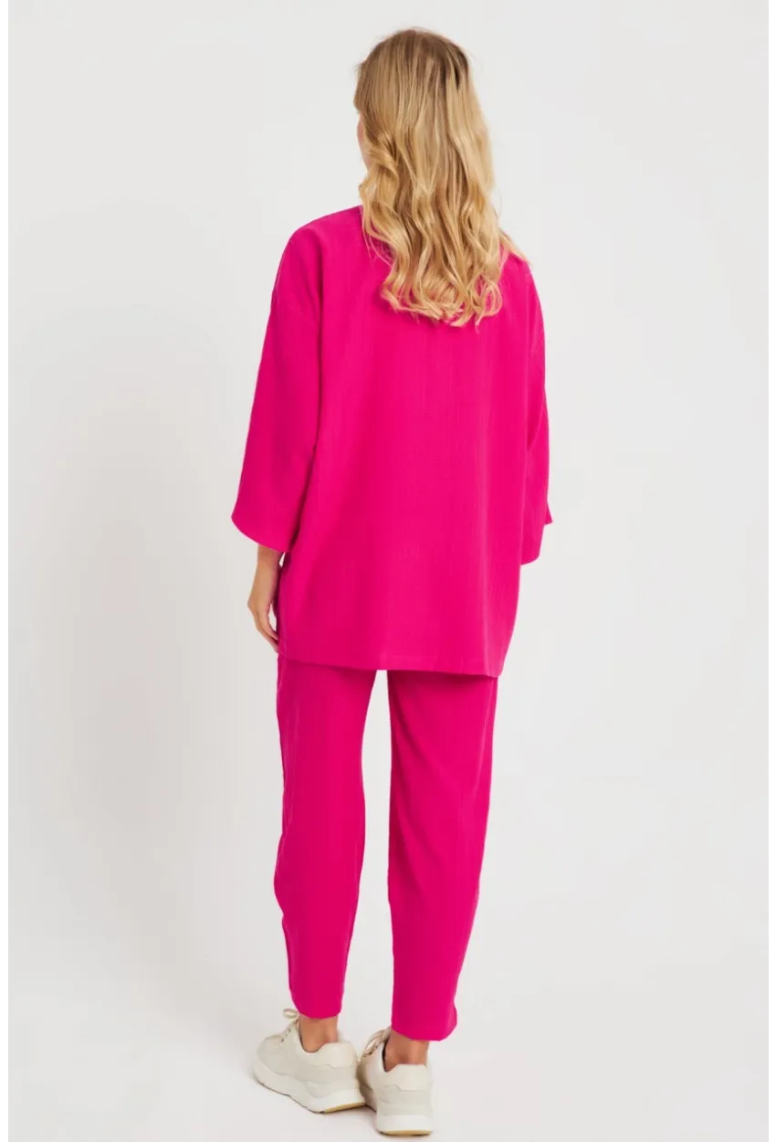 Kadın Bürümcük Kimono Takım Fuşya Q983