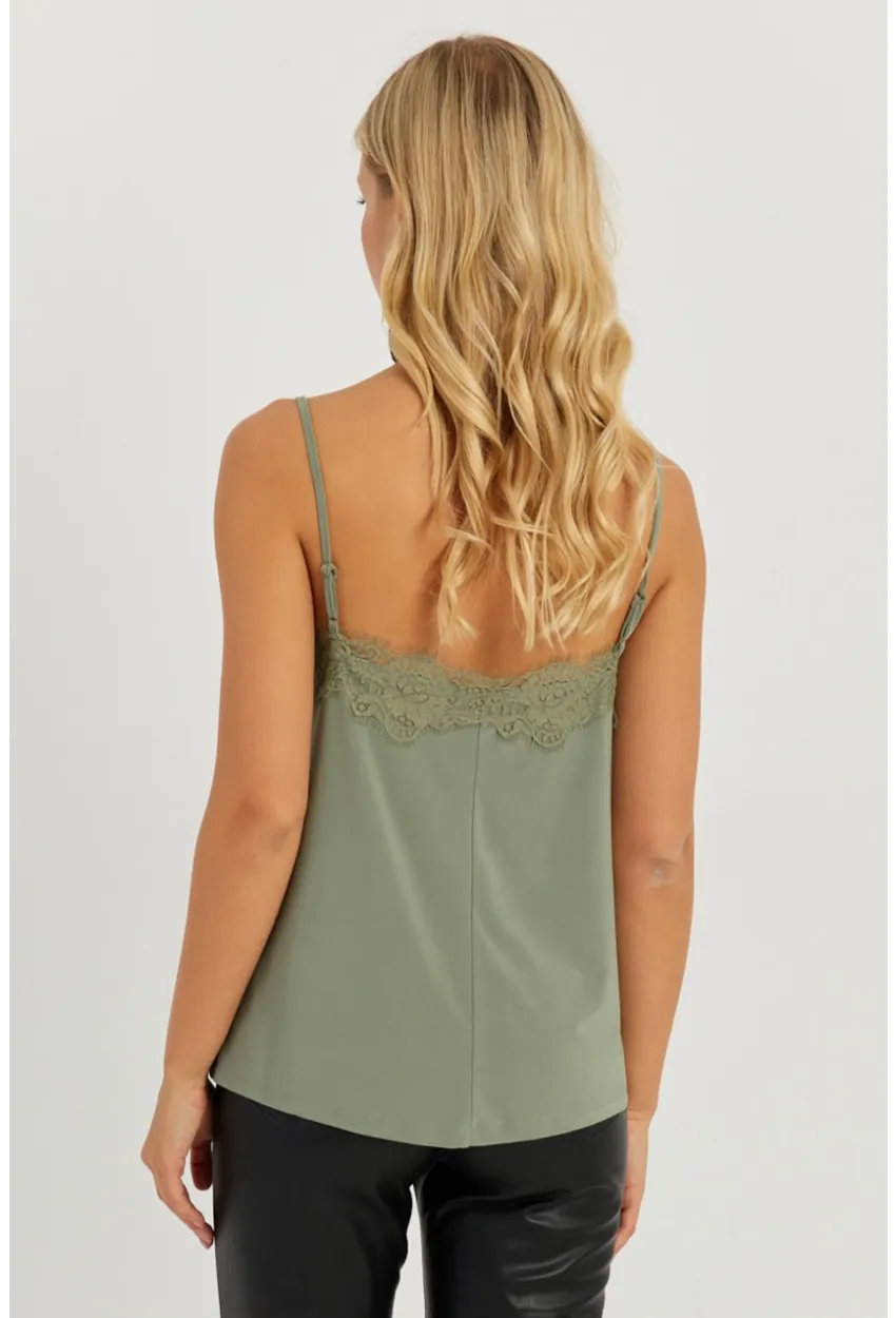 Kadın Çağla Yeşili Dantel Detaylı Atlet AYD265