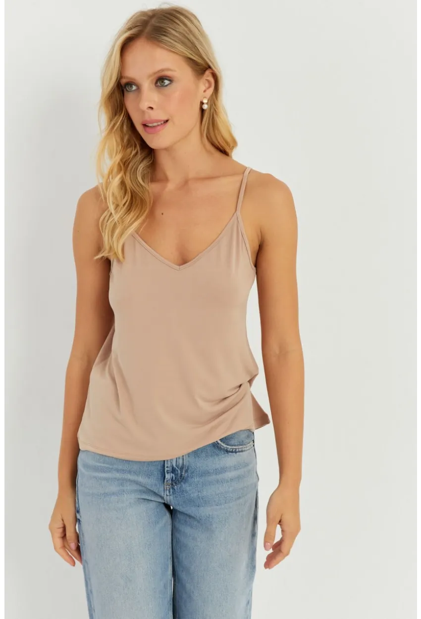 Kadın Camel Askılı Bluz AYD269