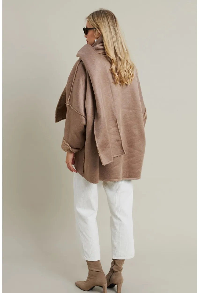 Kadın Camel Atkılı İçi Peluş Premium Ceket SE5