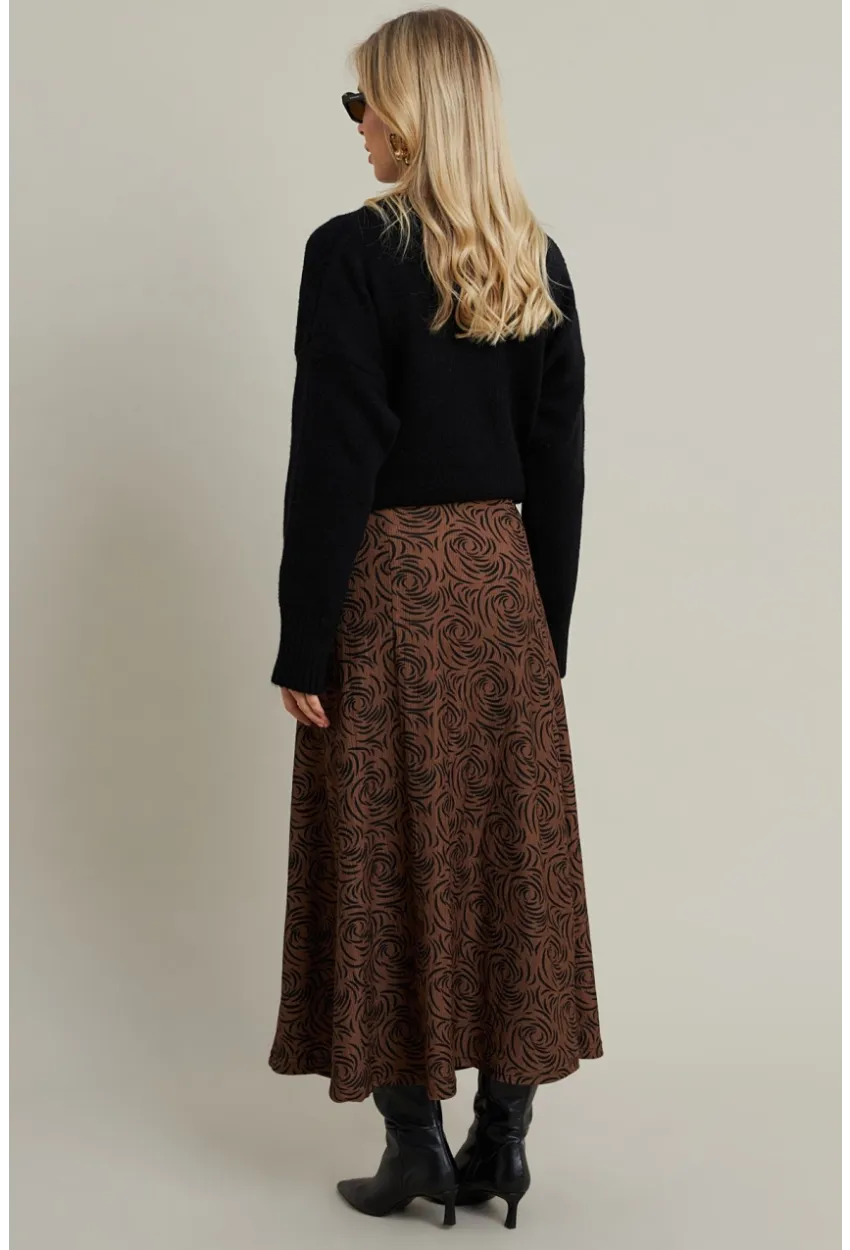 Kadın Camel Desenli Çan Etek MLON3007