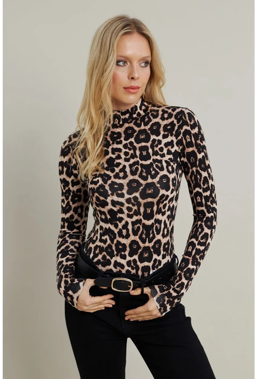 Kadın Camel-Siyah Desenli Bluz LPP1275