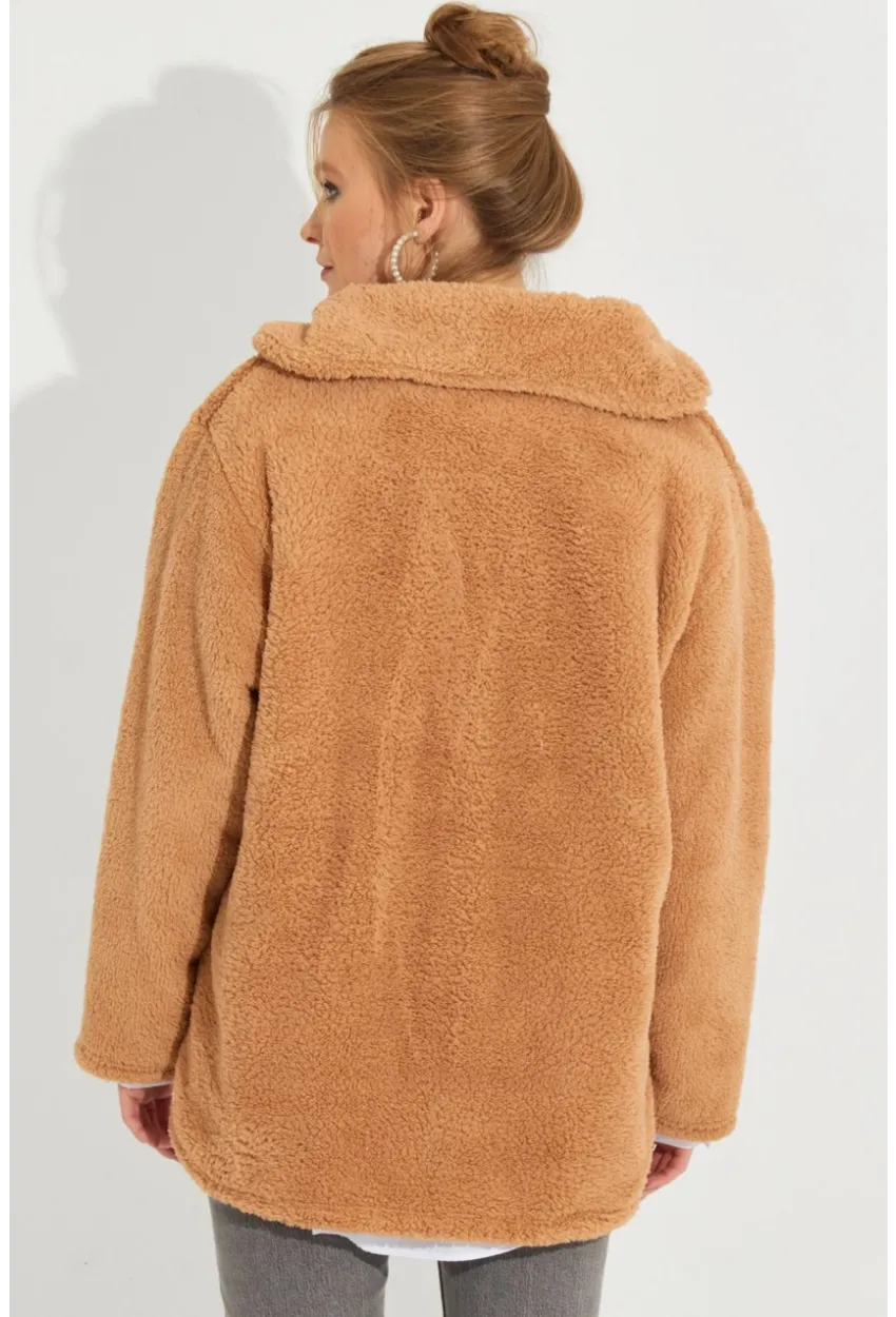 Kadın Camel Teddy Ceket Q980