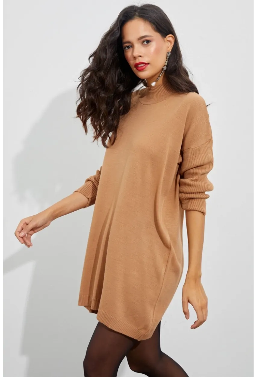 Kadın Camel Triko Tunik YV110