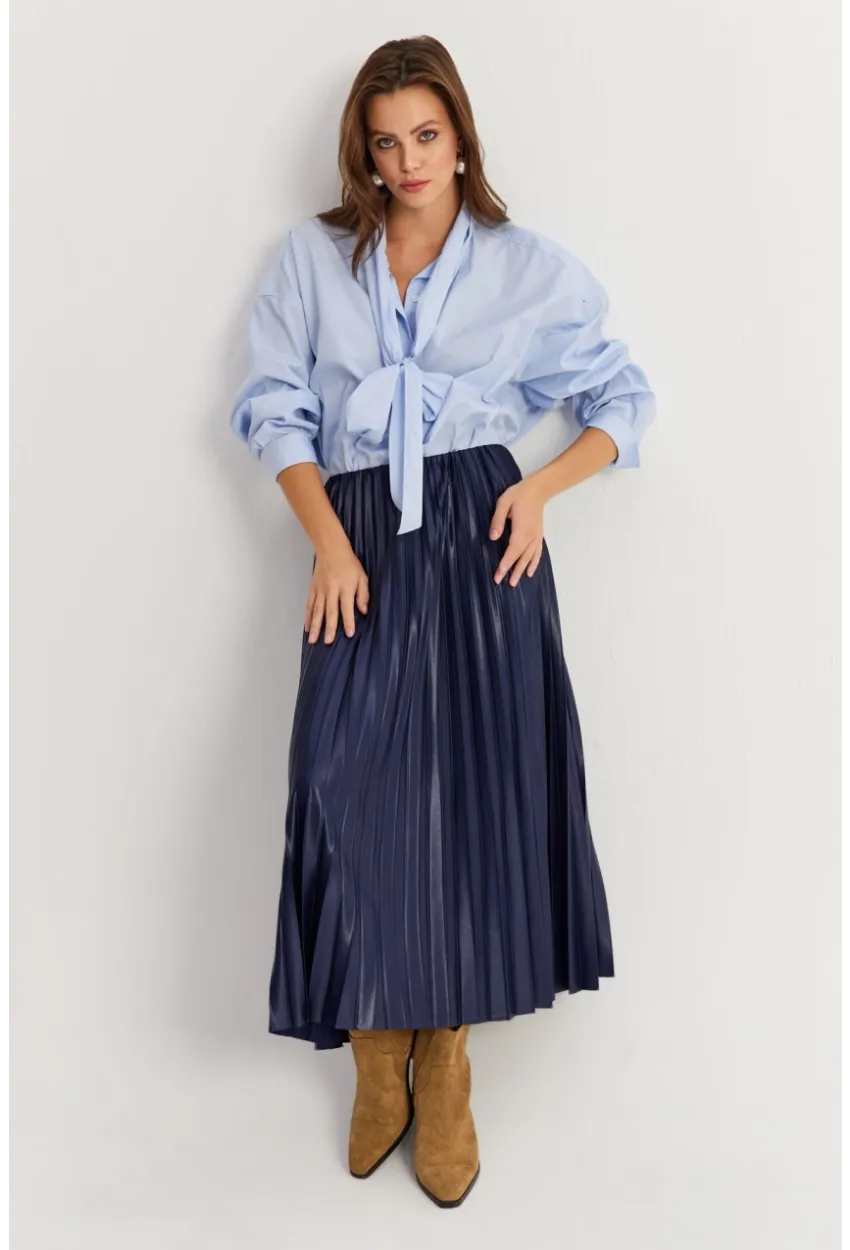 Kadın Eflatun Beli Lastikli Pilise Etek GÇ190