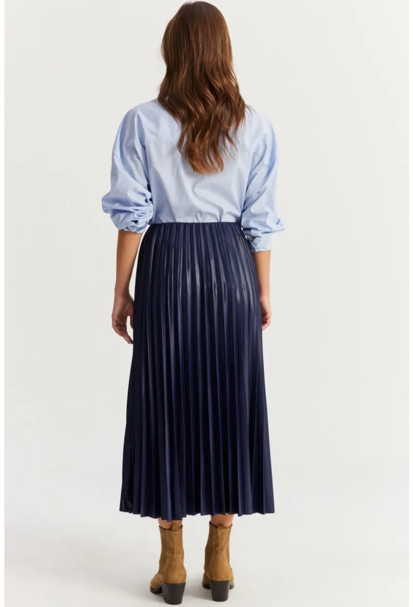 Kadın Eflatun Beli Lastikli Pilise Etek MGÇ190