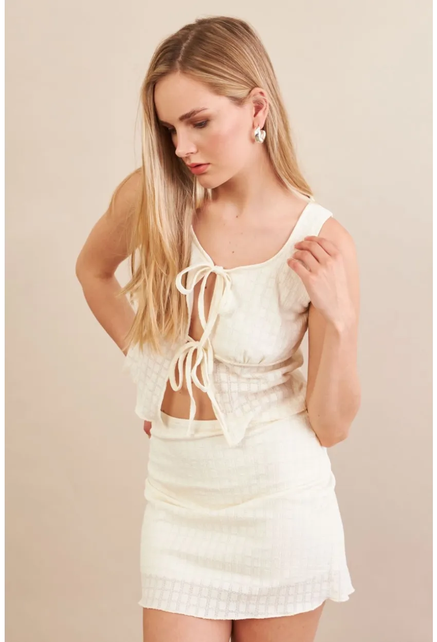 Kadın Ekru Alt Üst Etek Takım EV114