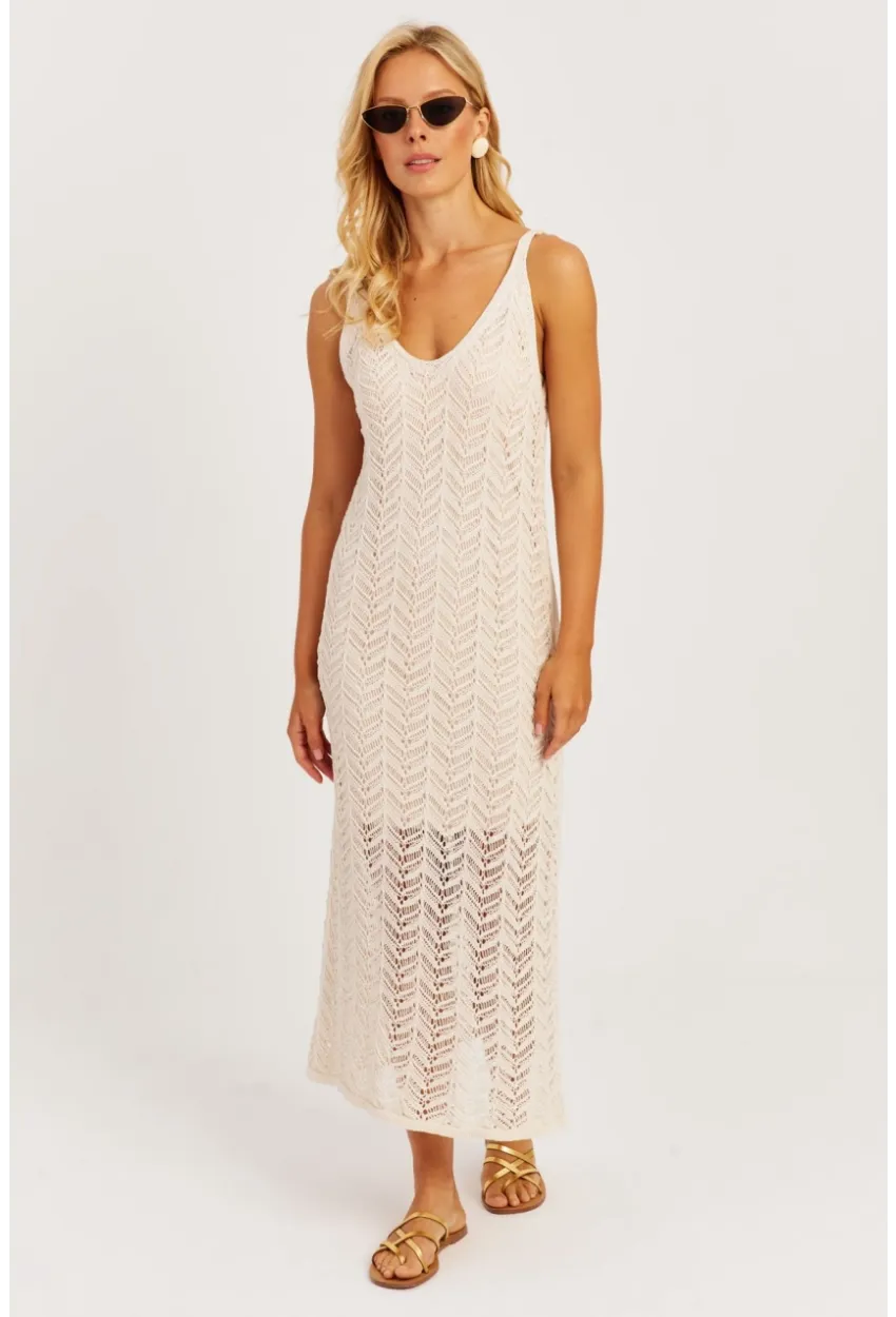 Kadın Ekru Askılı Astarlı Elbise YZ629