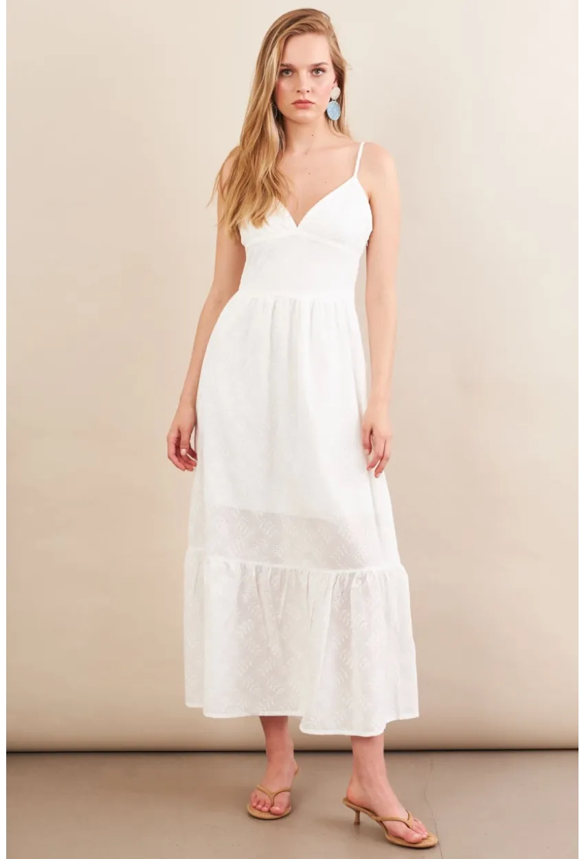 Kadın Ekru Ayarlanabilir Askılı Fistolu Midi Elbise İRE100