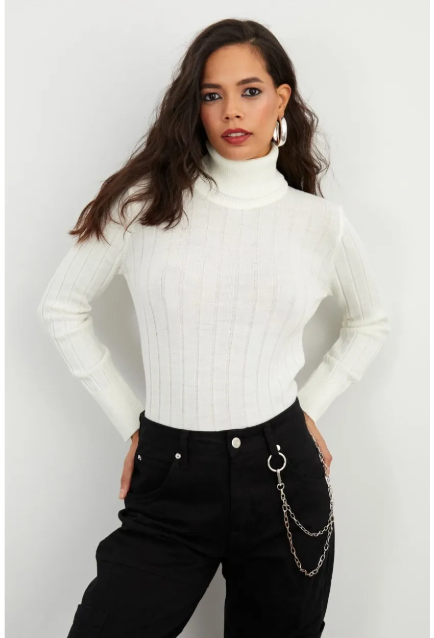 Kadın Ekru Balıkçı Kazak YV99