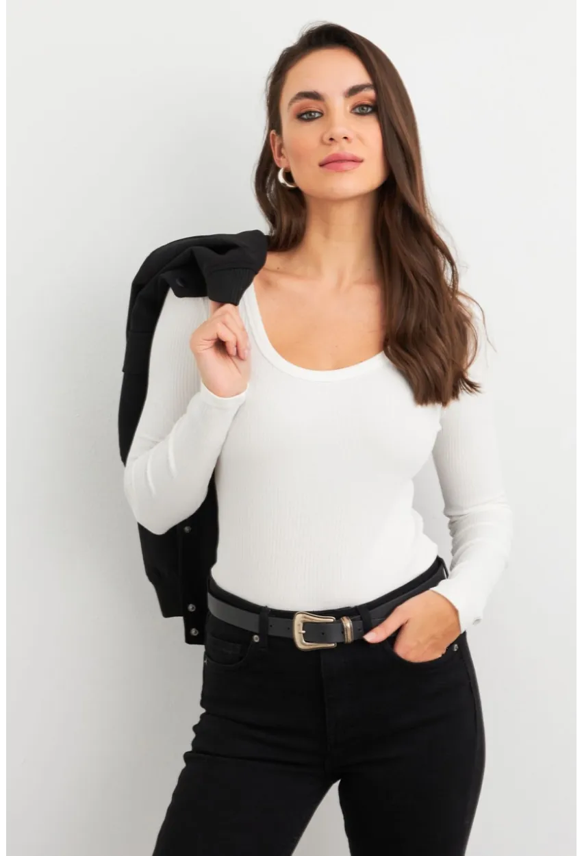 Kadın Ekru Basic Bluz AYD402