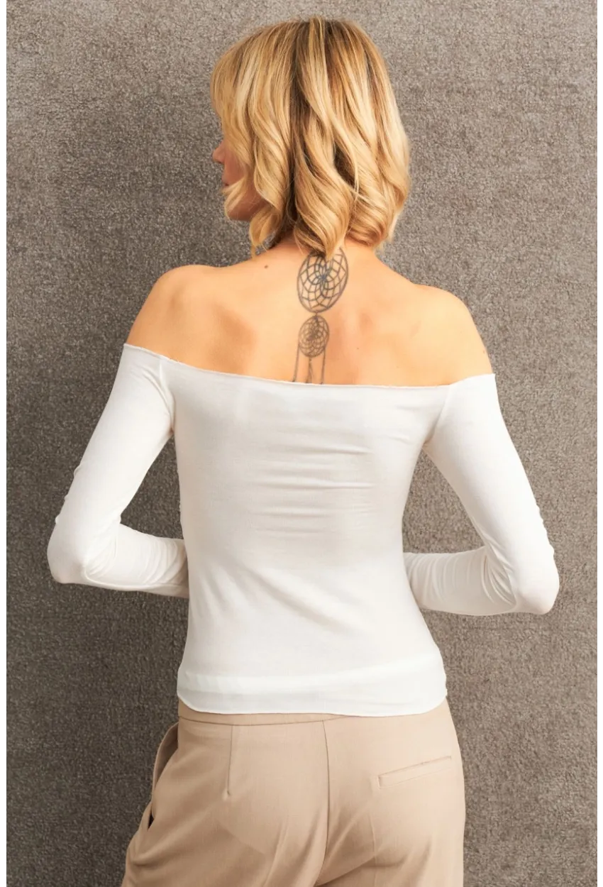 Kadın Ekru Büzgülü Bluz HOR0070
