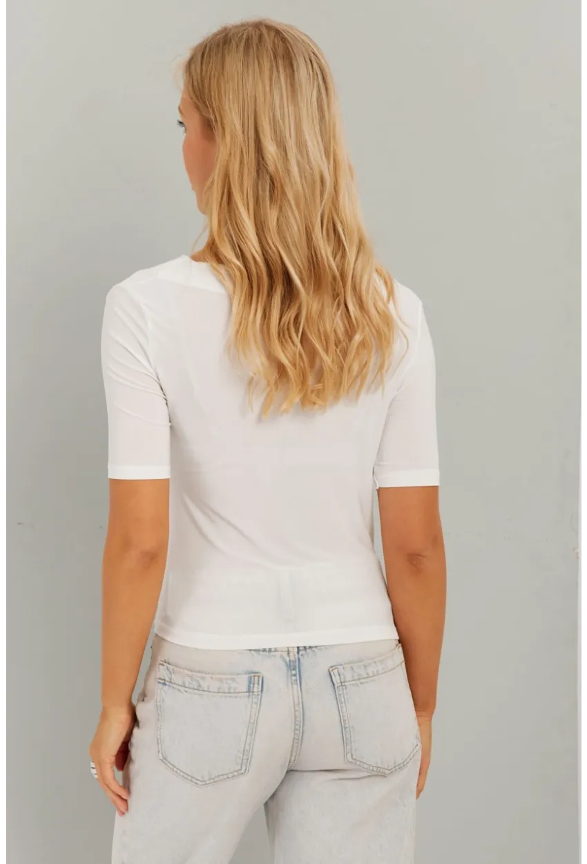 Kadın Ekru Büzgülü Bluz YZ623