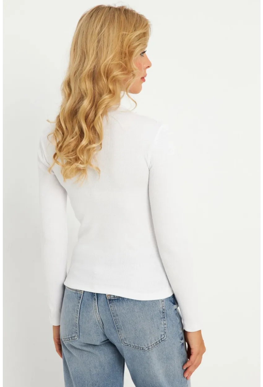 Kadın Ekru Çapraz Yaka Yarım Balıkçı Bluz B1404