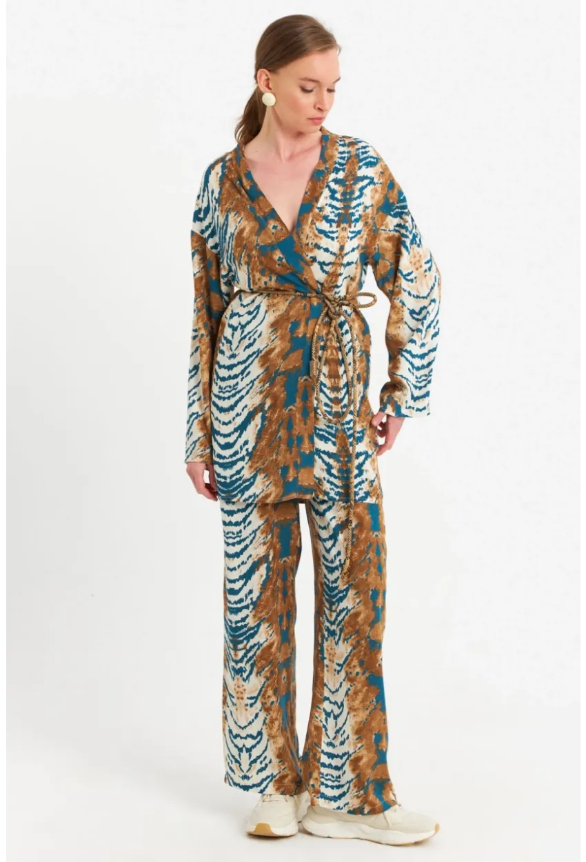 Kadın Ekru-Mavi Alt Üst Takım MGÇ202