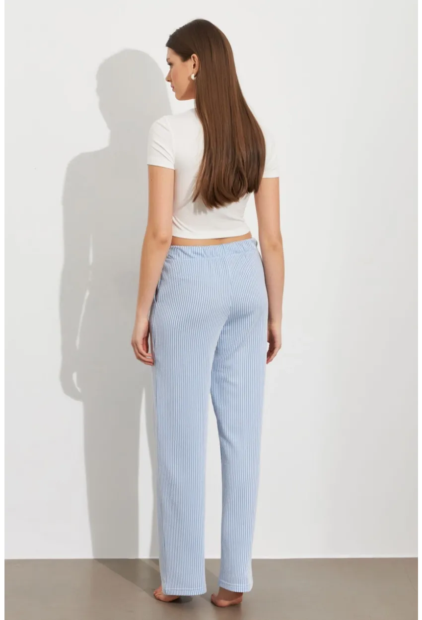 Kadın Ekru-Mavi Çizgili Eşofman Altı ATS80146